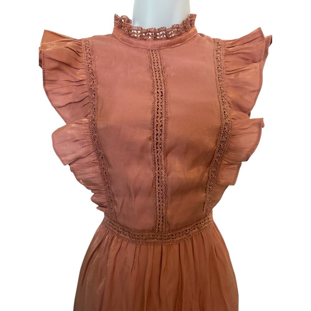 NWOT INA (i:na) Dark Peach Long Dress in Shiny Material Midi   M​ - Picture 3 of 12